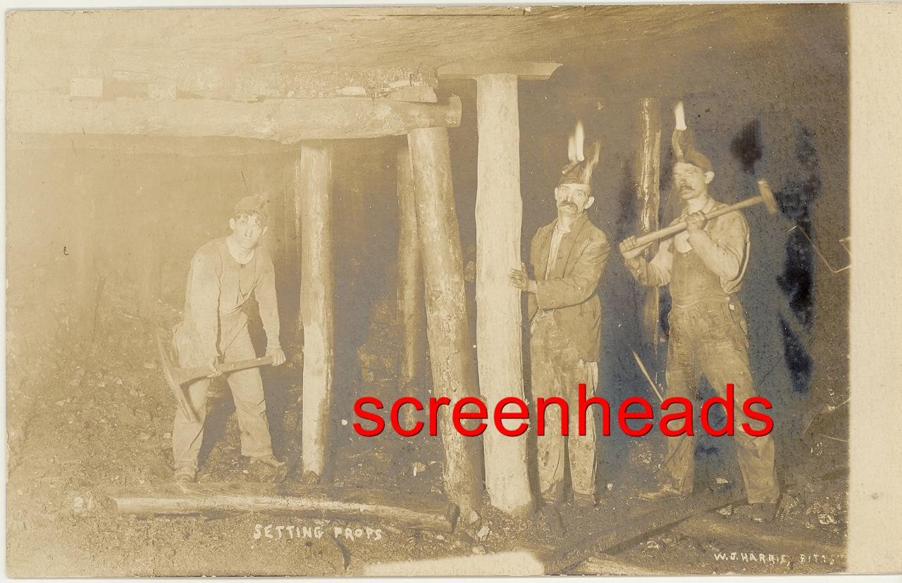 C1905-06 COAL MINERS MINING RPPC PHOTO VG PITTSTON PENNSYLVANIA W. J. HARRIS