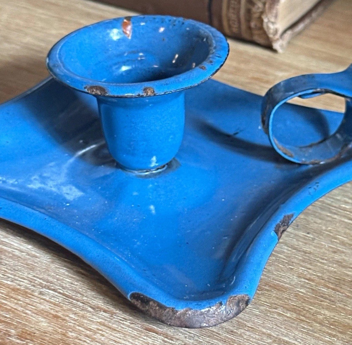 Antique French Enameled Candle Holder Paris Brocante Find