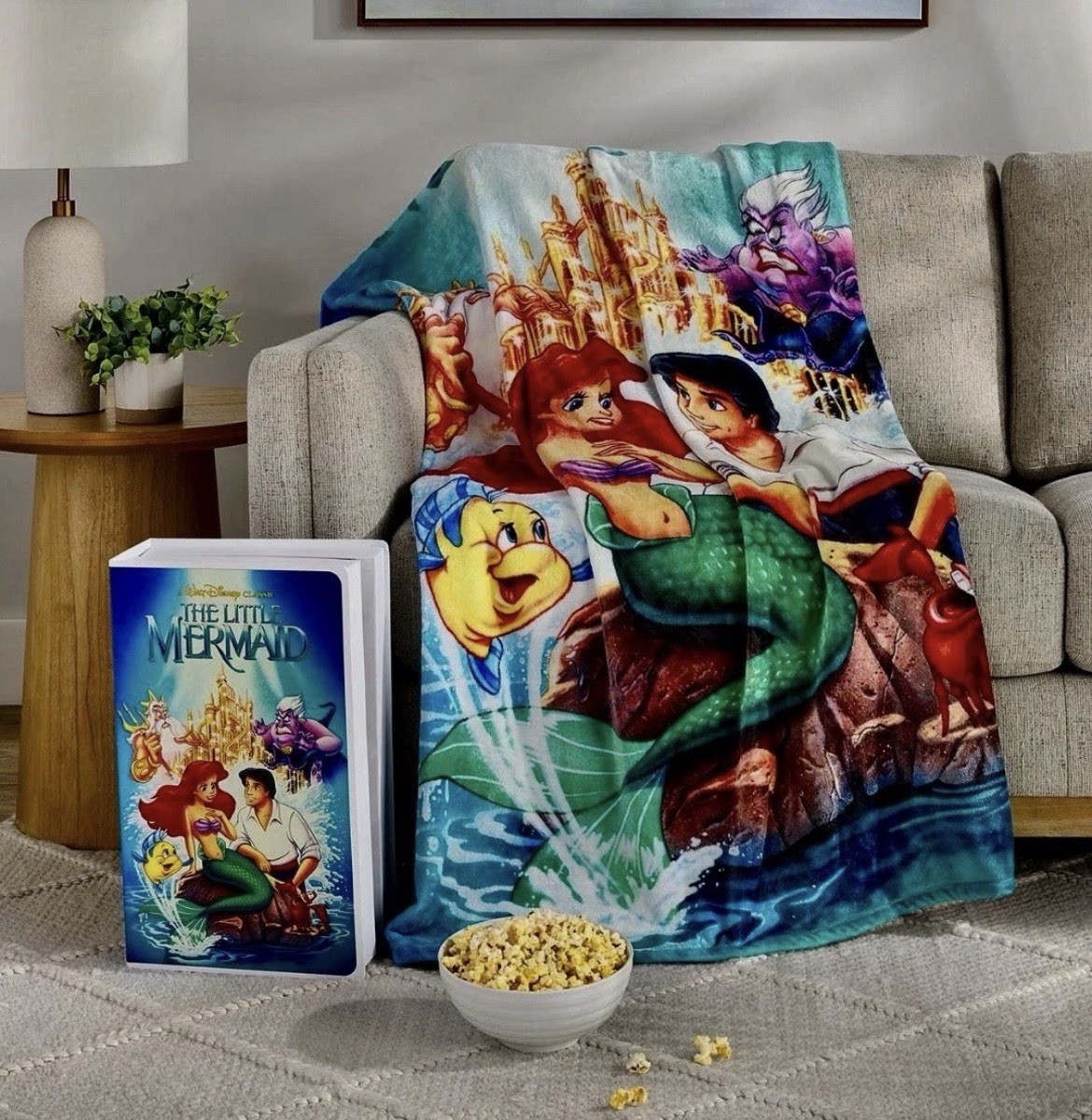Disney The Little Mermaid Classic VHS Boxed Silk Touch Throw Blanket , 50