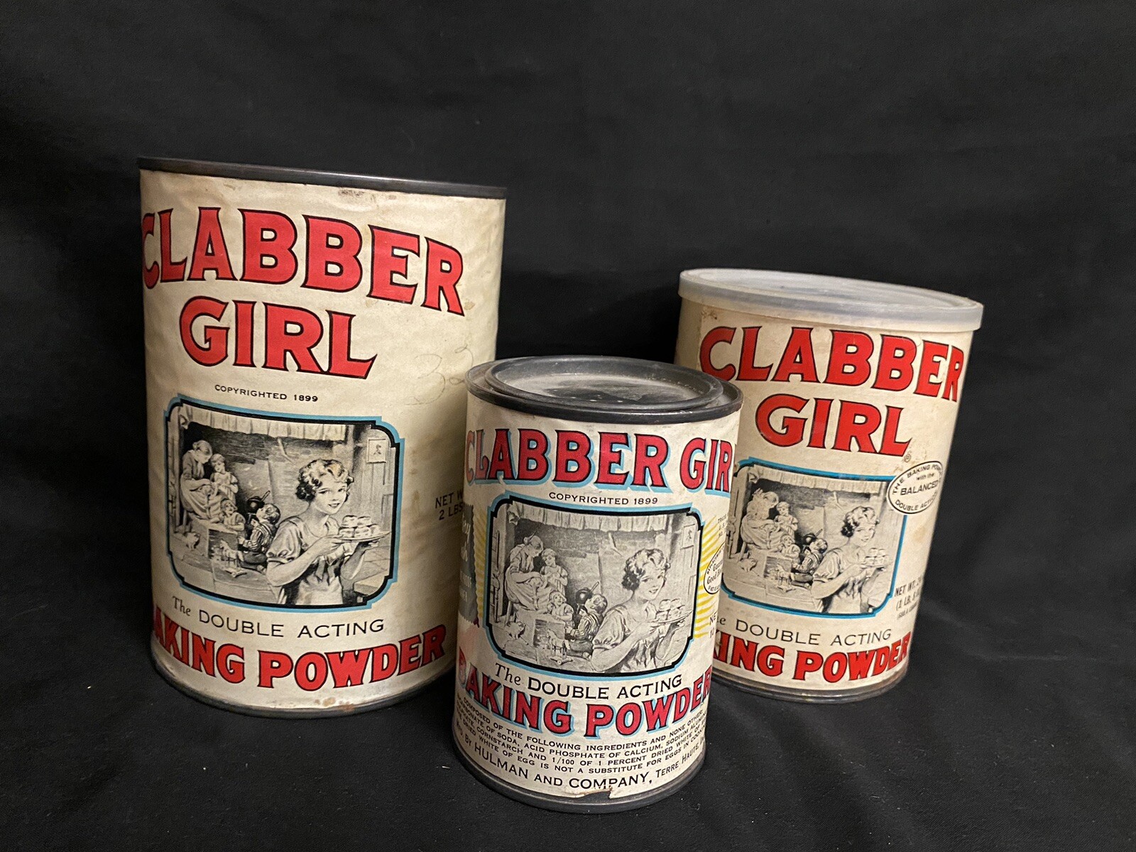 Vintage Glabber Girl Baking Powder Cans Lot of 3