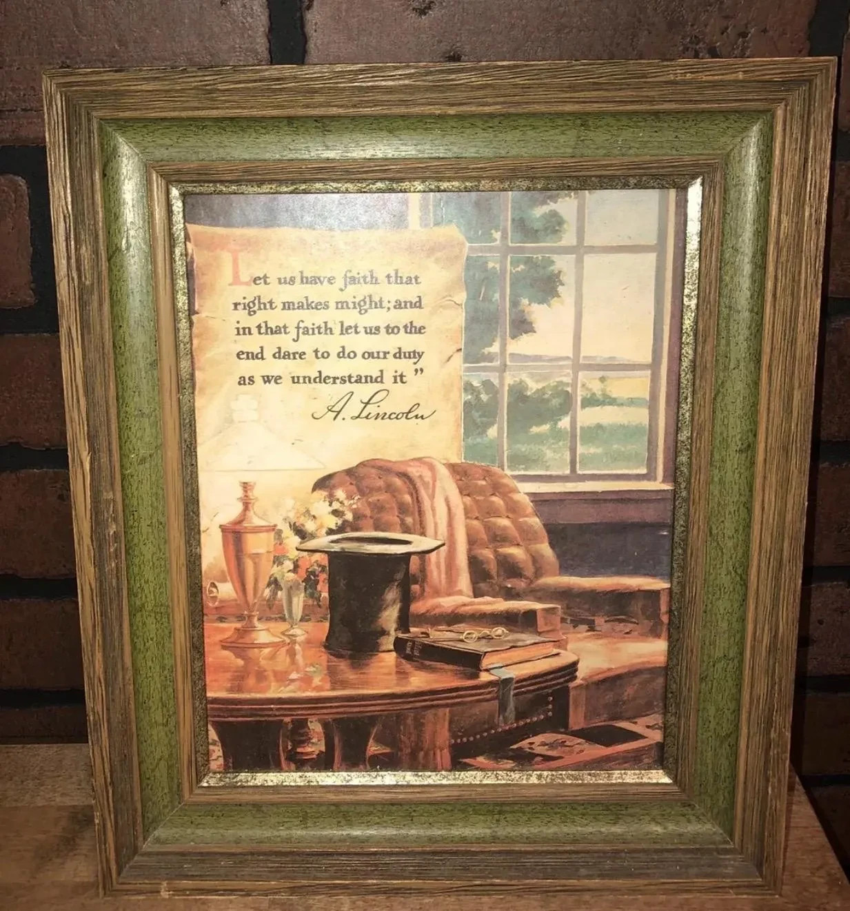 Vintage Abraham Lincoln Quote Framed Print Office President Picture Patriotic
