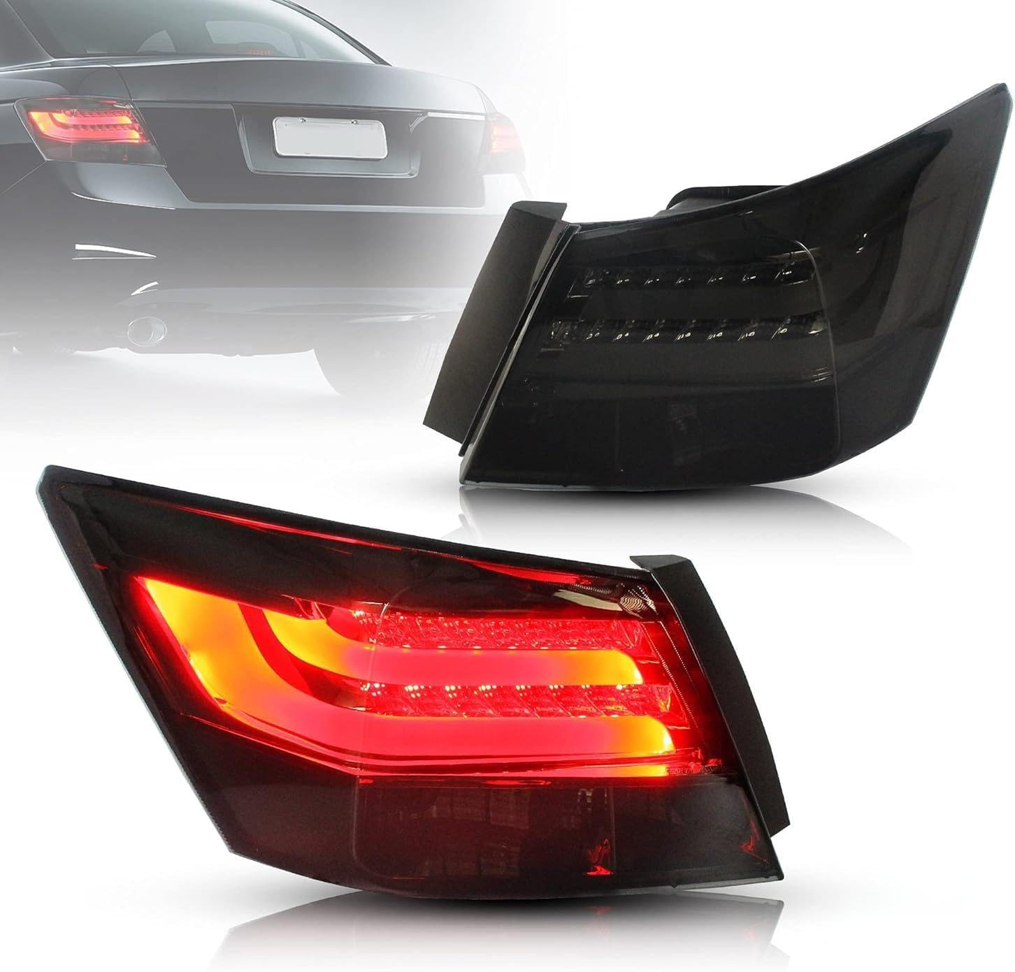 VLAND LED Smoked Tail Lights Compatible for Honda Accord 8Th Gen Sedan 2008 2009