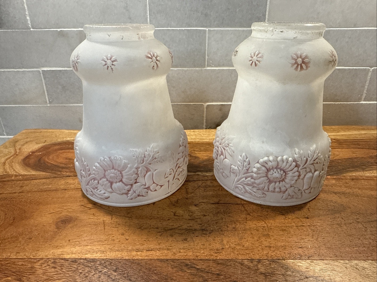 Vintage Frosted Light Shades 2 1/4\