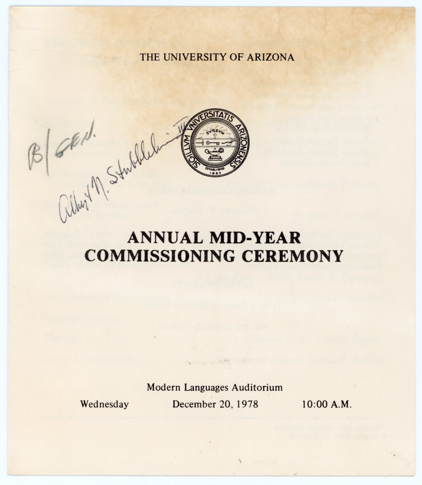 General Albert N. Stubblebine III - Signed Program