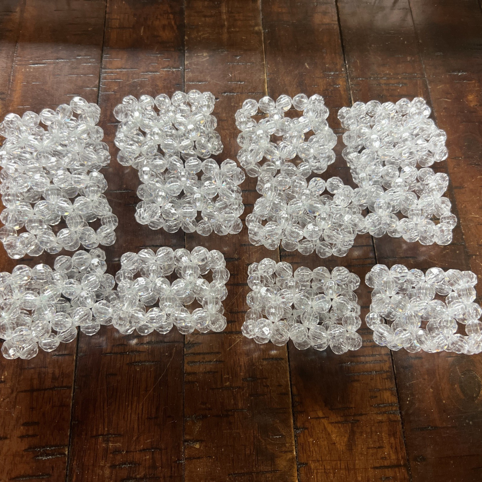 Set of 12 Vintage Crystal Clear Beaded Napkin Rings Dinner Party Set of 12 Vintage Crystal Clear Beaded Napkin Rings Dinner Party