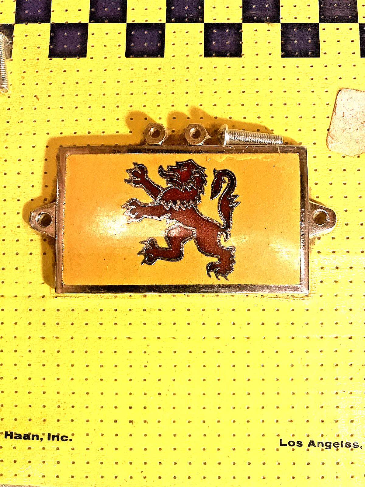 NOS Vtg 1960s Vilem B Haan Rampant Lion Grille Badge Car Emblem Enamel Backing