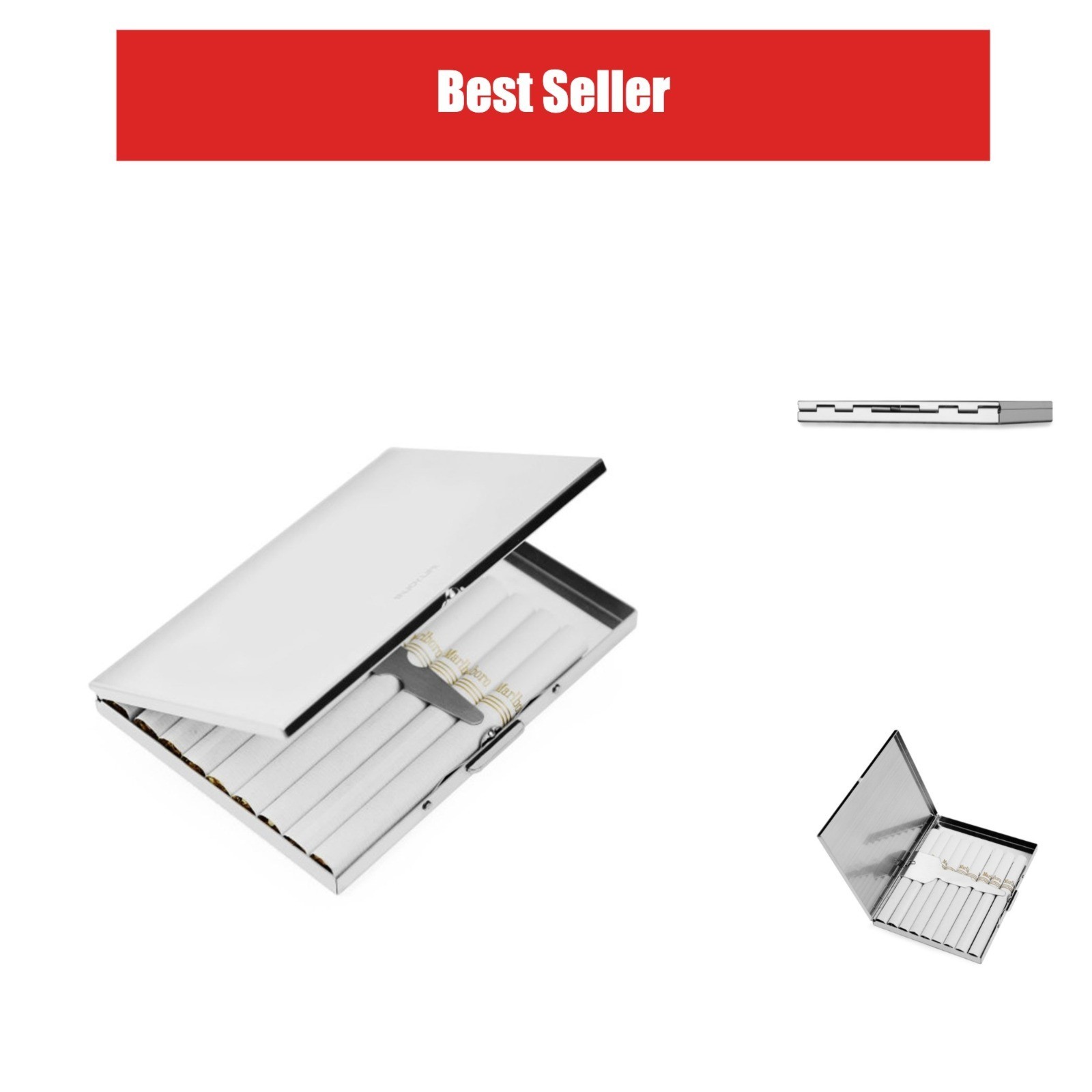 Groupcow Extra Slim Stainless Steel Cigarette Case Holds 9 Silver
