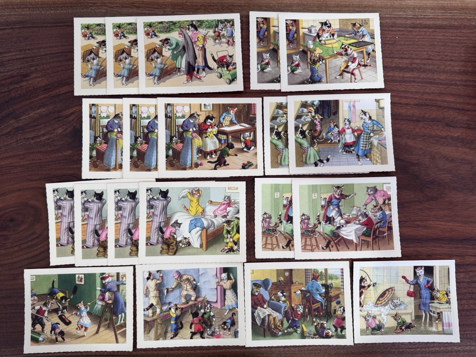 VTG Alfred Mainzer Blank Greeting Cards “Cat Capers” With Original Boxes NOS
