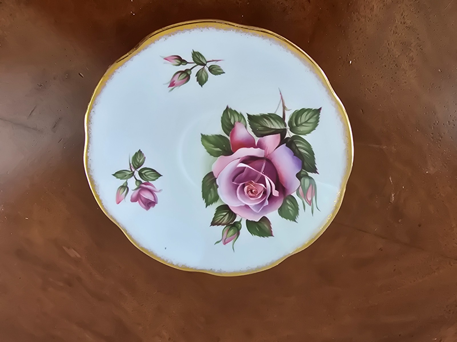 Vintage Royal Dover bone china Saucer Only rose print gold border