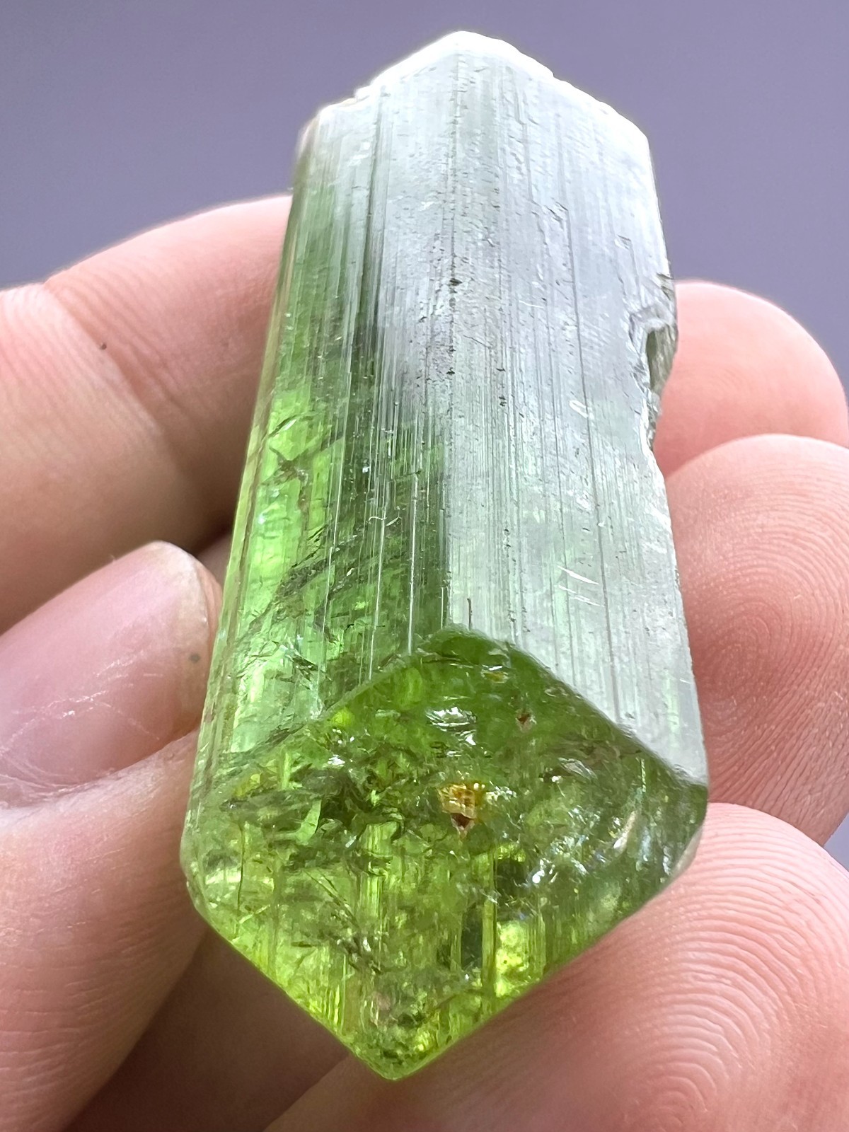 95 CT. Full Terminated Green Tourmaline Crystal - Oyo, Nigeria 95 CT. Full Terminated Green Tourmaline Crystal - Oyo, Nigeria