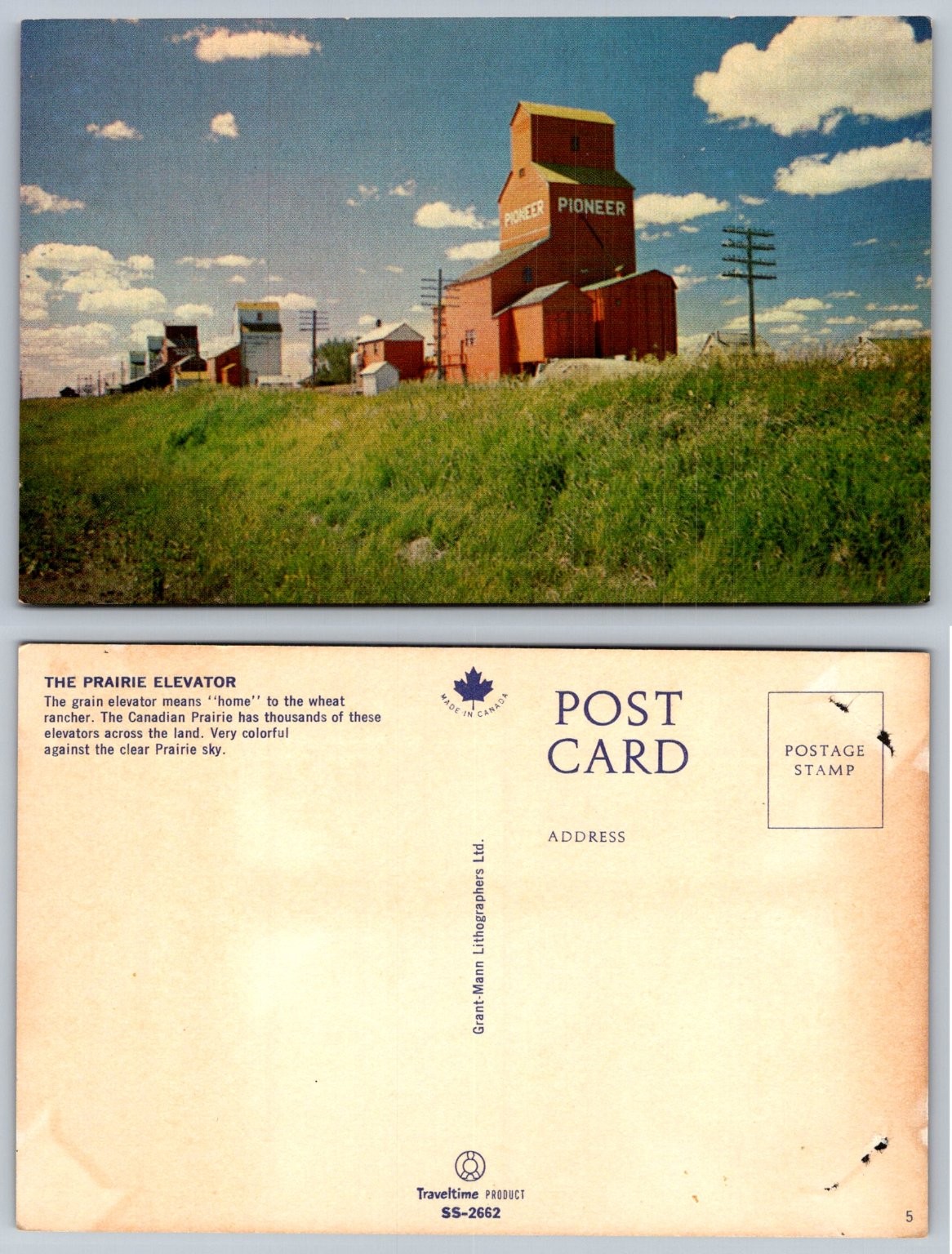 Vintage Pioneer Grain Elevator Canadian Prairie Postcard TravelTime Litho Vintage Pioneer Grain Elevator Canadian Prairie Postcard TravelTime Litho