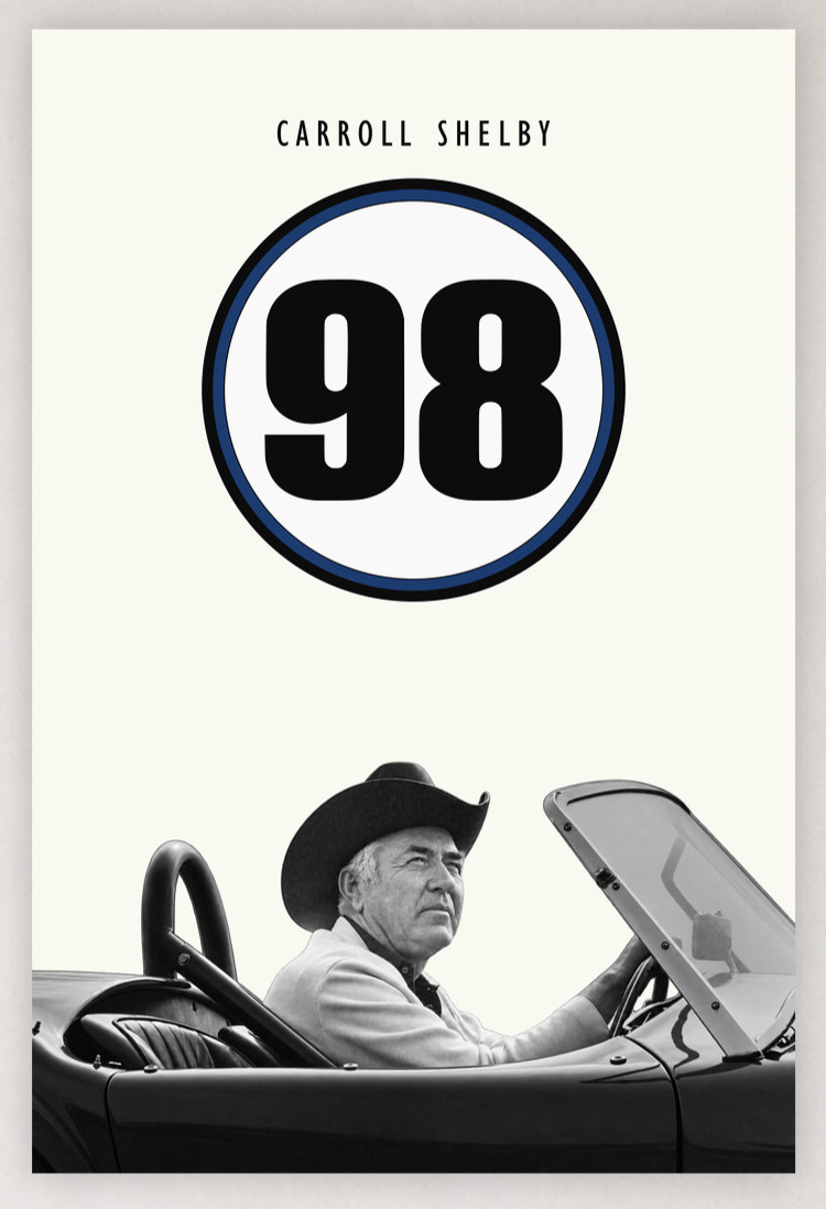 24X36 CARROLL SHELBY 98 COBRA WEMBELDON WHITE GUARDSMAN BLUE POSTER