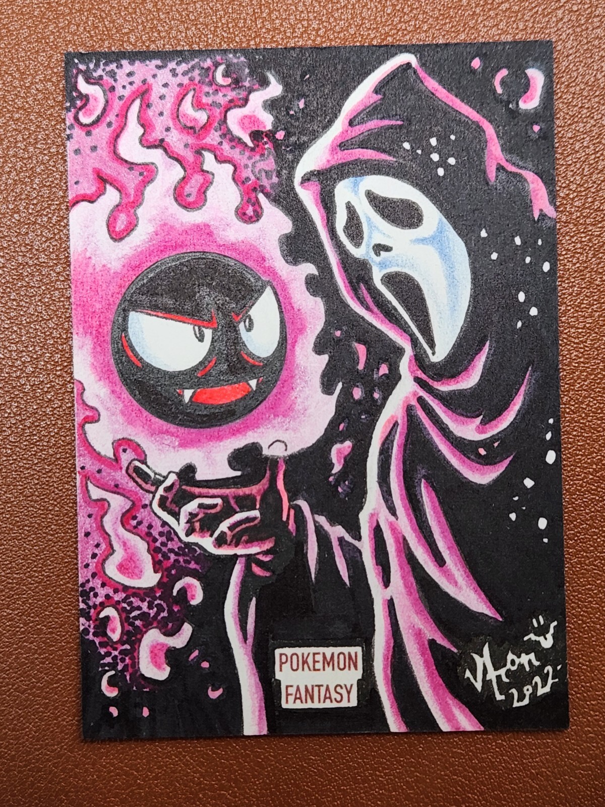 Gastly Scream Tribute Gengar Pokemon Fantasy PSC Sketch Card by Z-XIII TCG Art