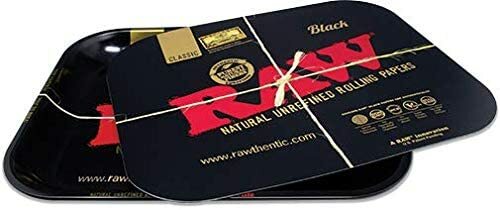RAW Black Metal Cigarette Rolling Tray Cover - Large - 14\'\' x 11 \'\' - 8512