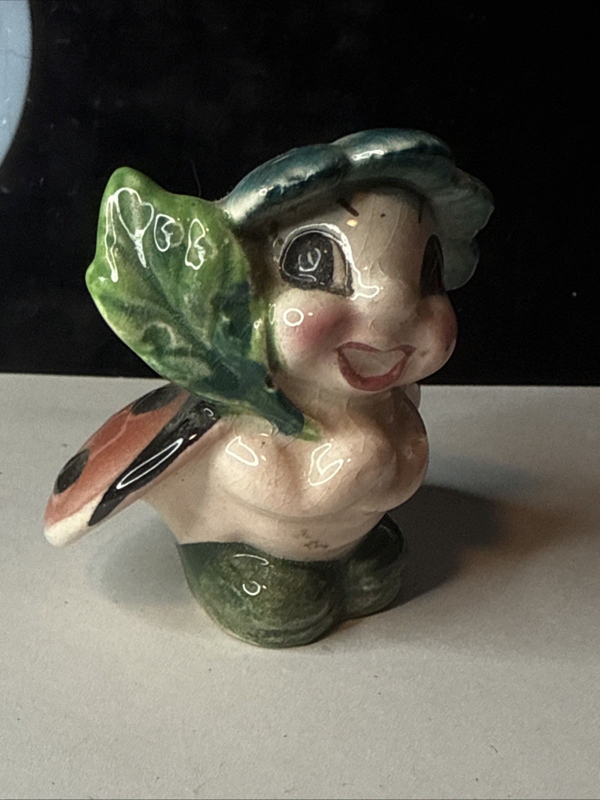 Vtg Anthropomorphic Lady Bug on Flower Salt Shaker Possible Replacement Piece