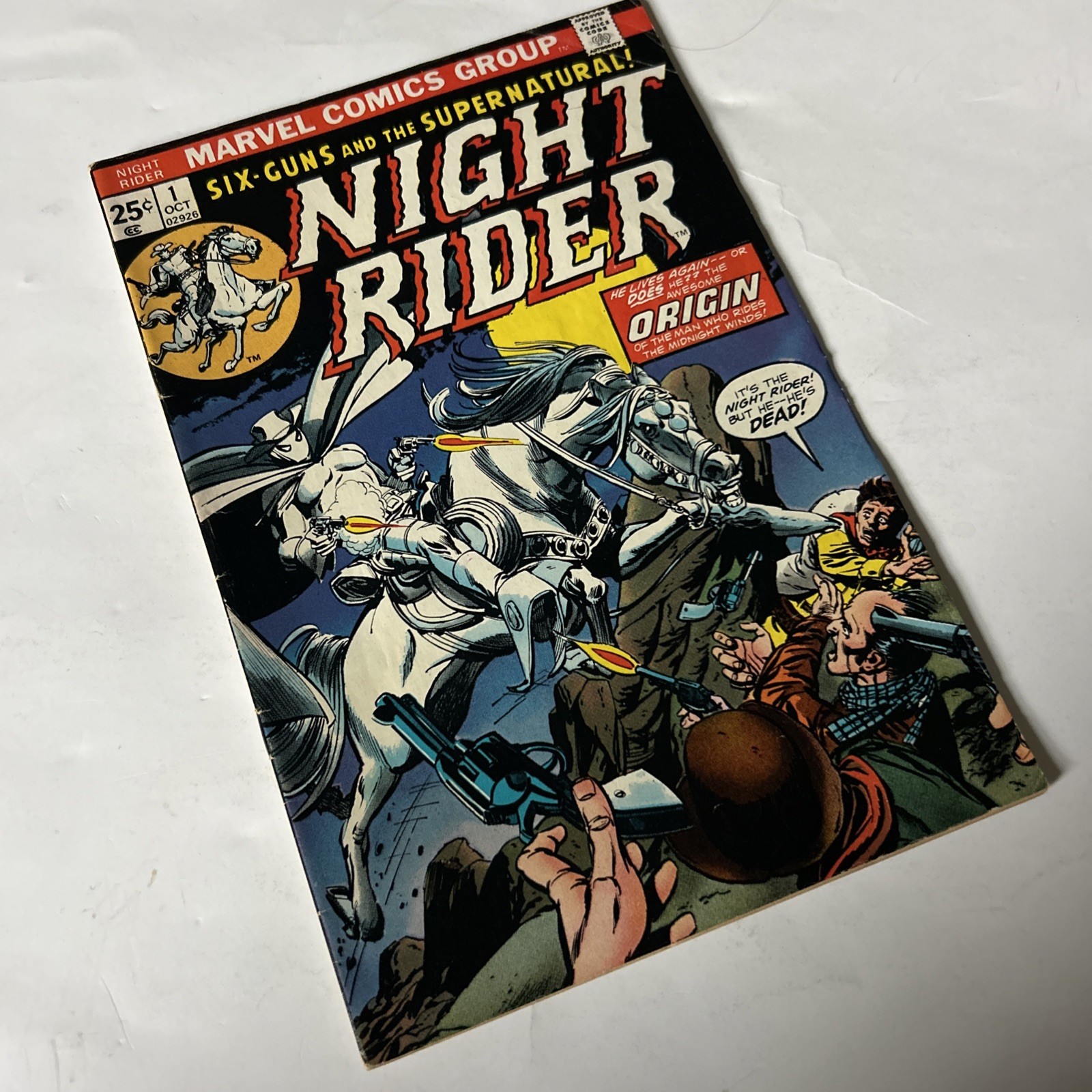VTG 1974 Marvel Comics Night Rider #1 Origin-Six-Guns and the Supernatural-Lee