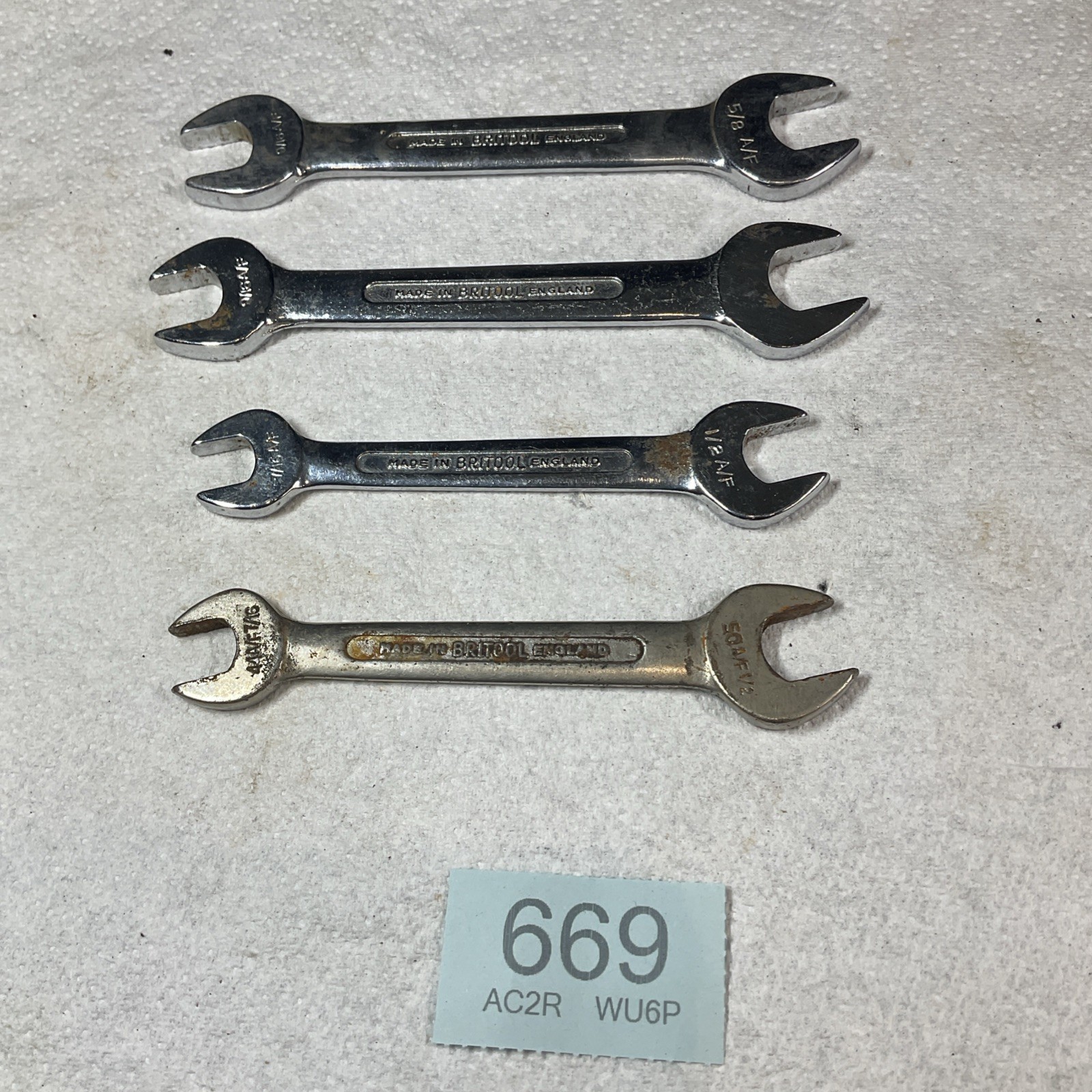 4 BRITOOL Open Spanner Wrench Vintage Tool 1/2 7/16 9/16 5/8 AF Auto Imperial 