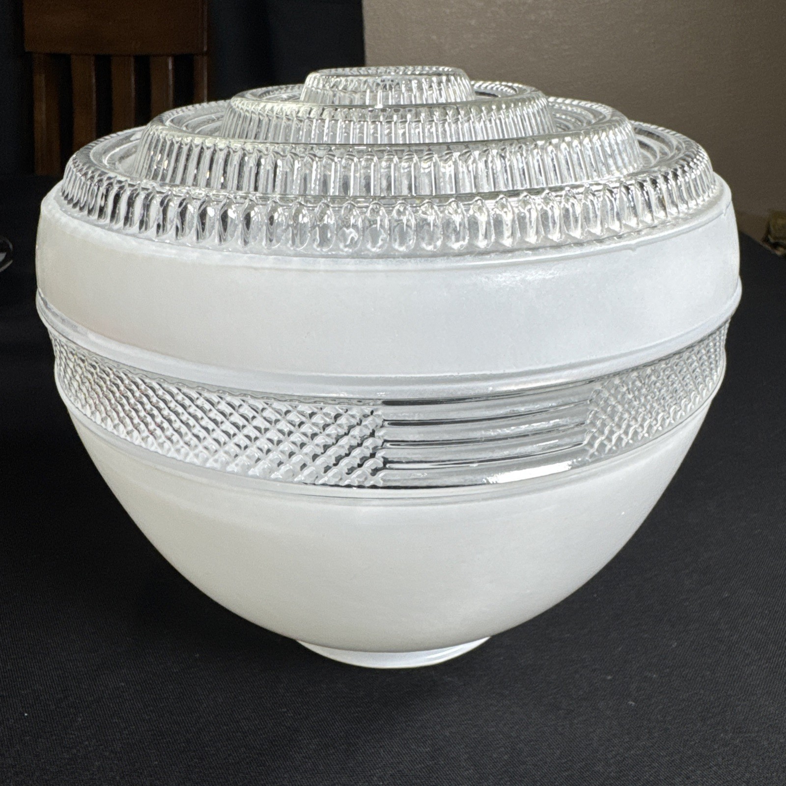 Vintage Mid Century Modern Glass Ceiling  Light Bullseye Shade Retro Atomic