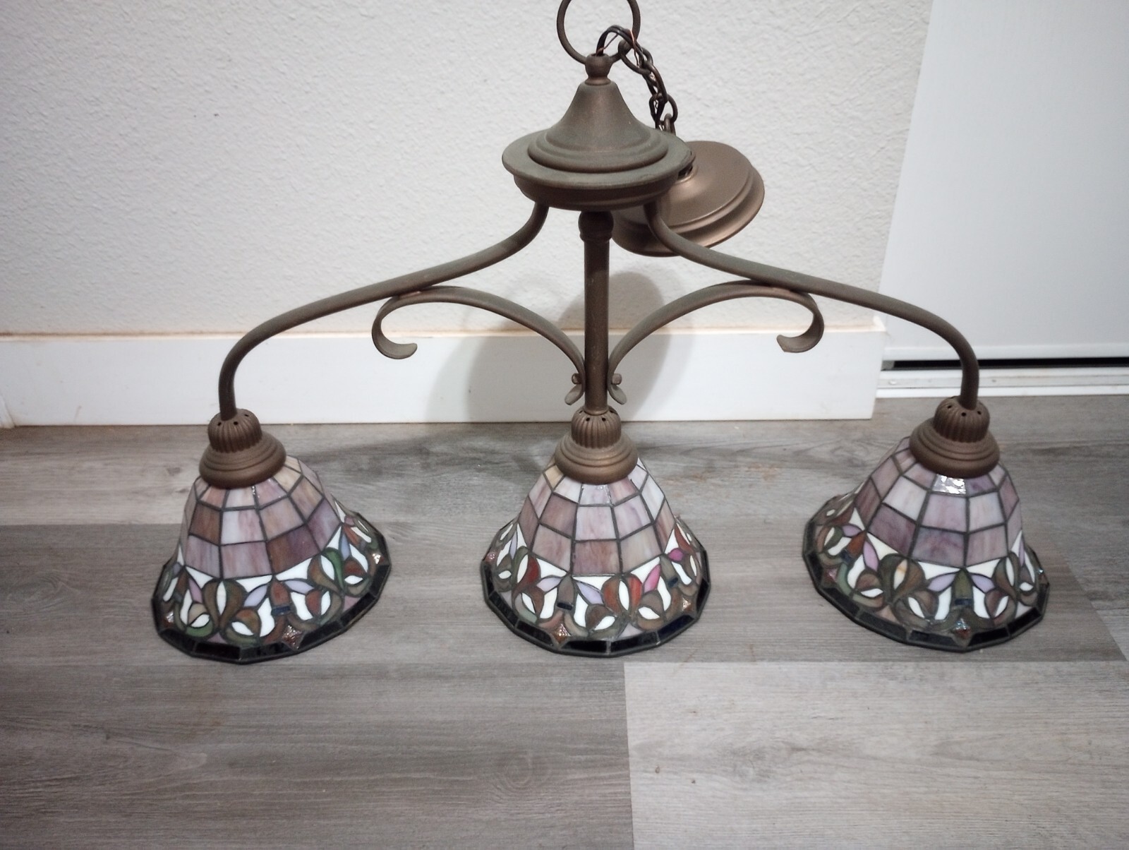 3 PC Vintage Tiffany Style Stained Glass Bell 8.5 Shaped Ceiling Light Fixture 3 PC Vintage Tiffany Style Stained Glass Bell 8.5 Shaped Ceiling Light Fixture