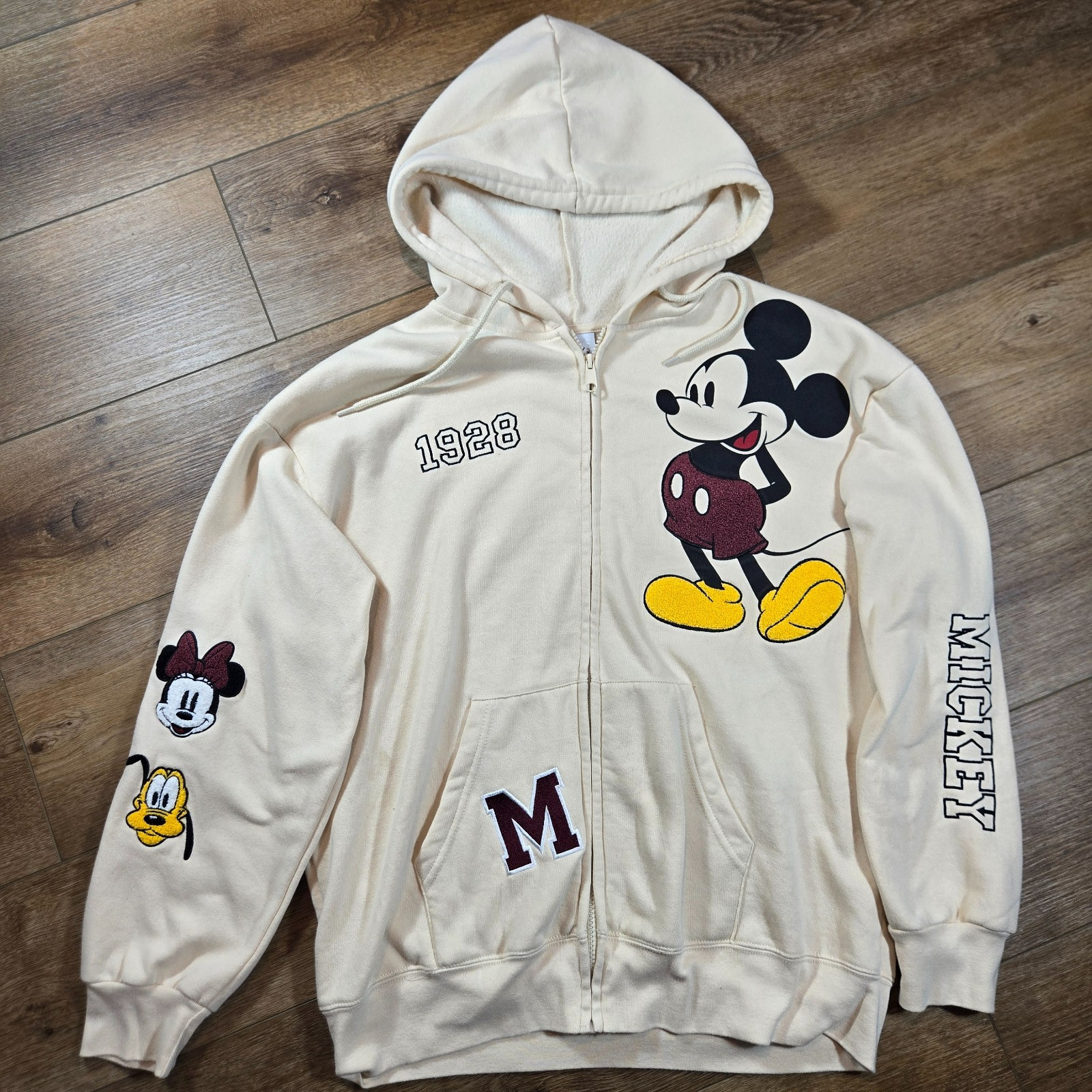 Vintage Disney Mickey Mouse Jacket L Mickey Co 2 Pocket Full Zip Retro 90s