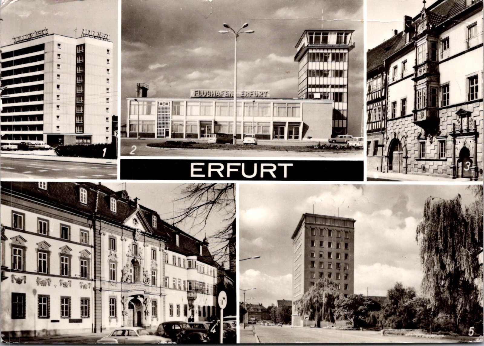 Views Erfurt Germany Including Hotel Tourist Stamp Real Photo RPPC Postcard