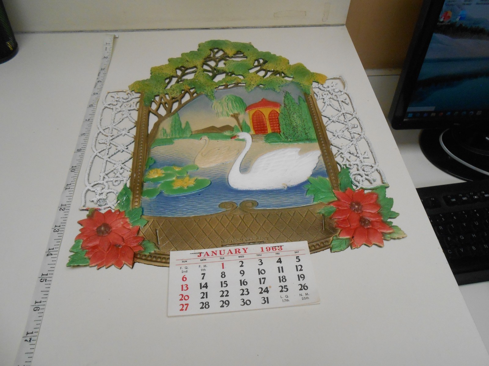 10 Vintage 1970\'s German Die Cut Embosssed Scene Calendars