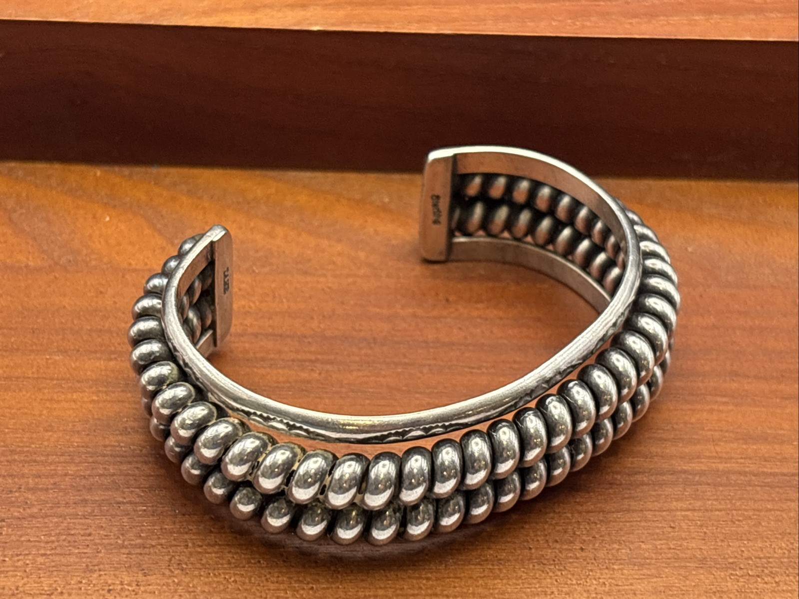Gorgeous Vintage Tahe Signed Native American Twisted Cuff Bracelet Sterling 77g