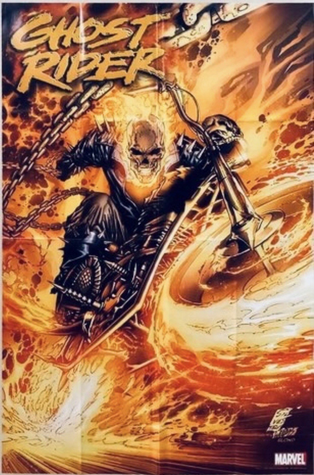 Ghost Rider 24x36 Folded Promotional Poster Marc Silverstein 2006 Marvel Comics