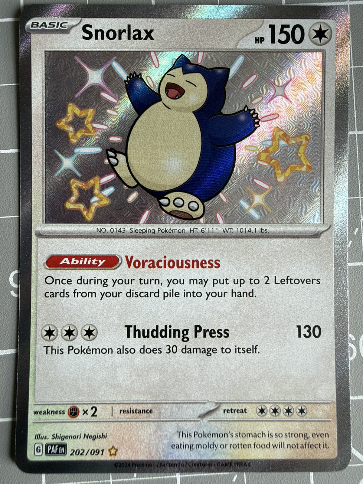 Snorlax Baby Shiny Rare - Paldean Fates - 202/091 - Pokémon TCG Snorlax Baby Shiny Rare - Paldean Fates - 202/091 - Pokémon TCG