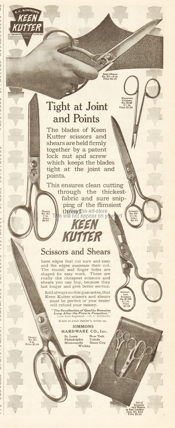 1913 Keen Kutter Scissors Shears Original Ad Simmons Hardware Co St Louis MO