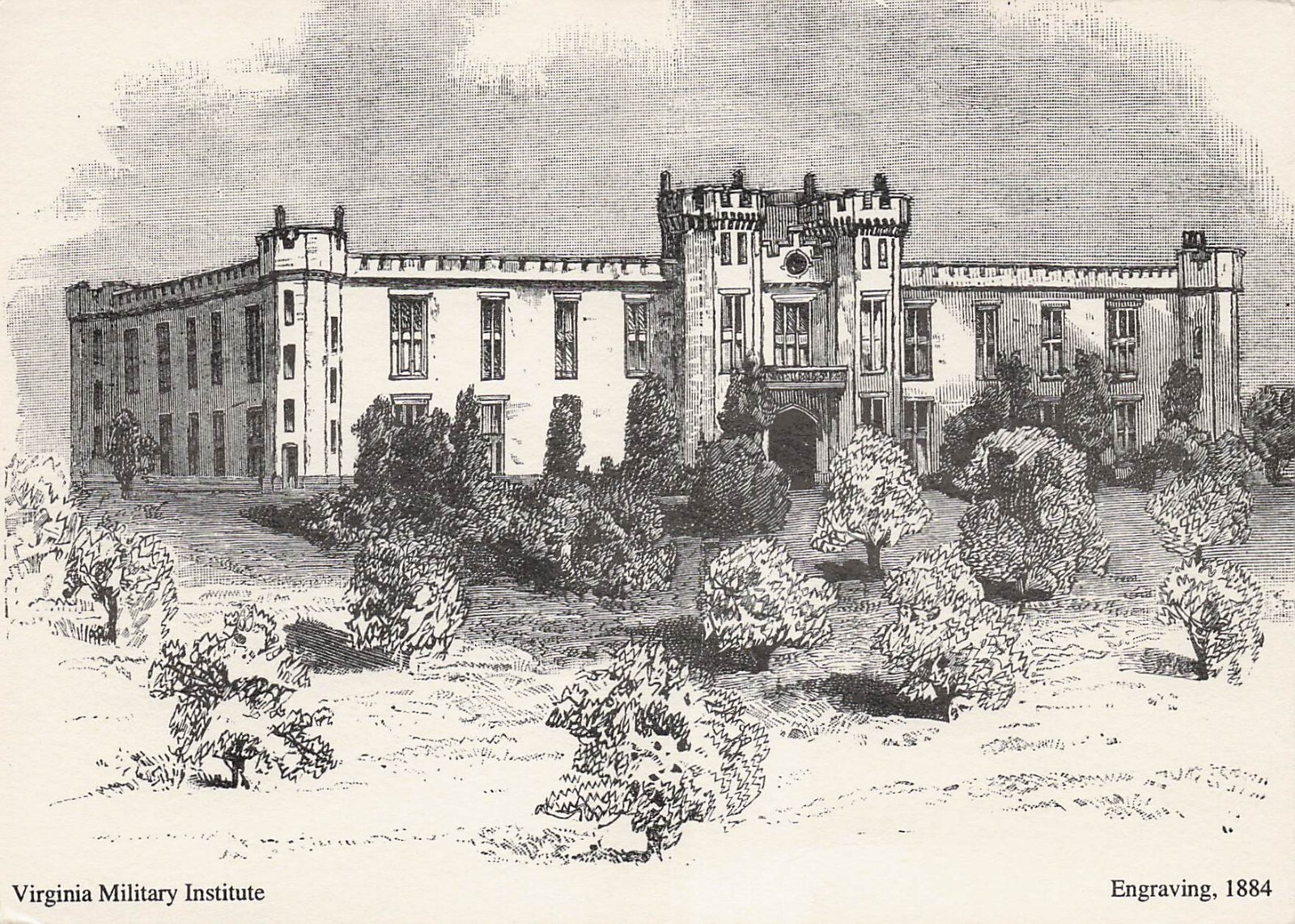 VMI Virginia Military Institute Old Civil War Barracks 6x4 Postcard H23