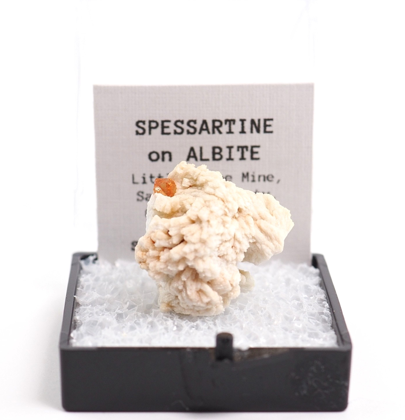 Spessartine Garnet on Albite: Little Three mine, California Thumbnail Specimen Spessartine Garnet on Albite: Little Three mine, California Thumbnail Specimen
