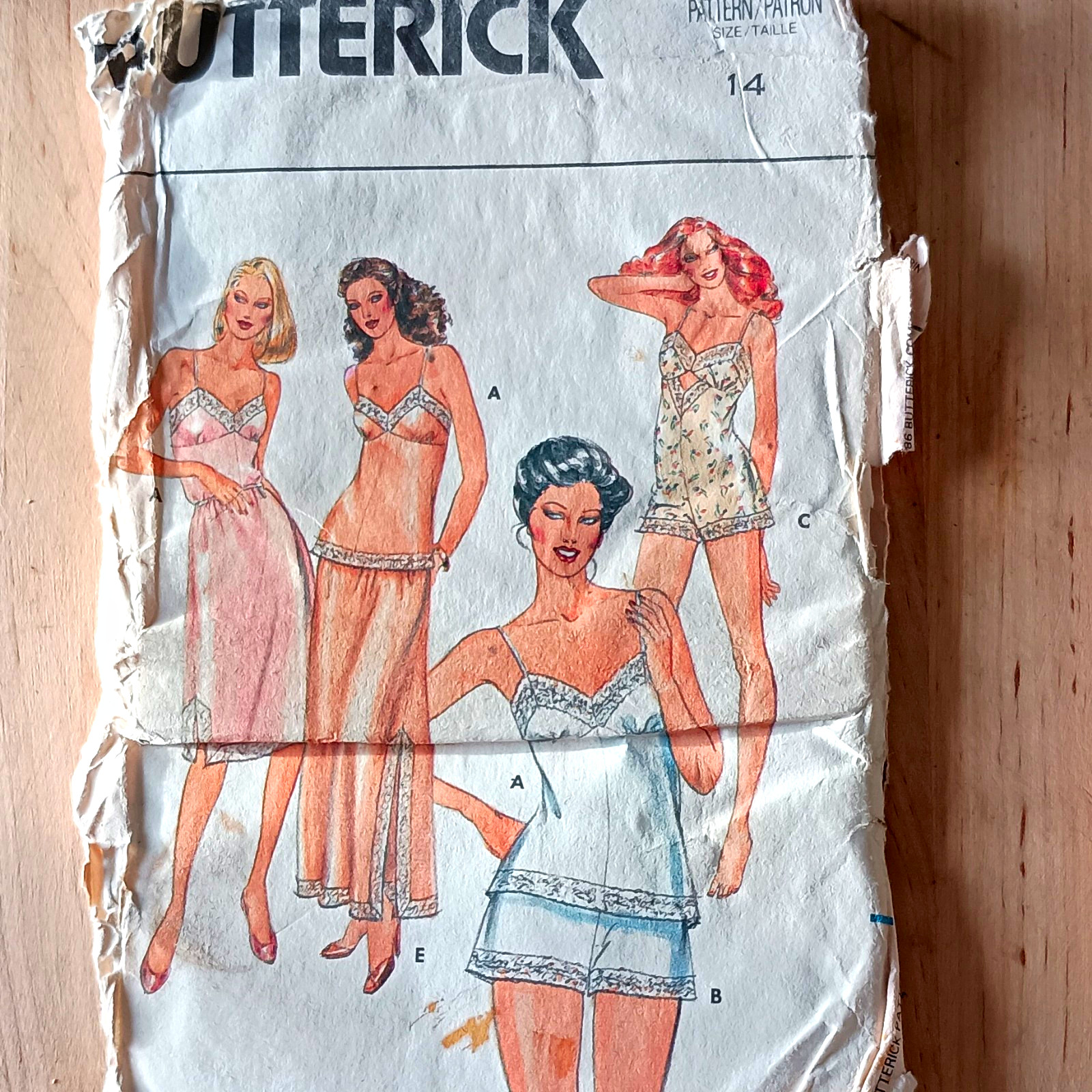Butterick Vintage Women’s Lingerie Sewing Pattern Size 14 Camisole Shorts Slip