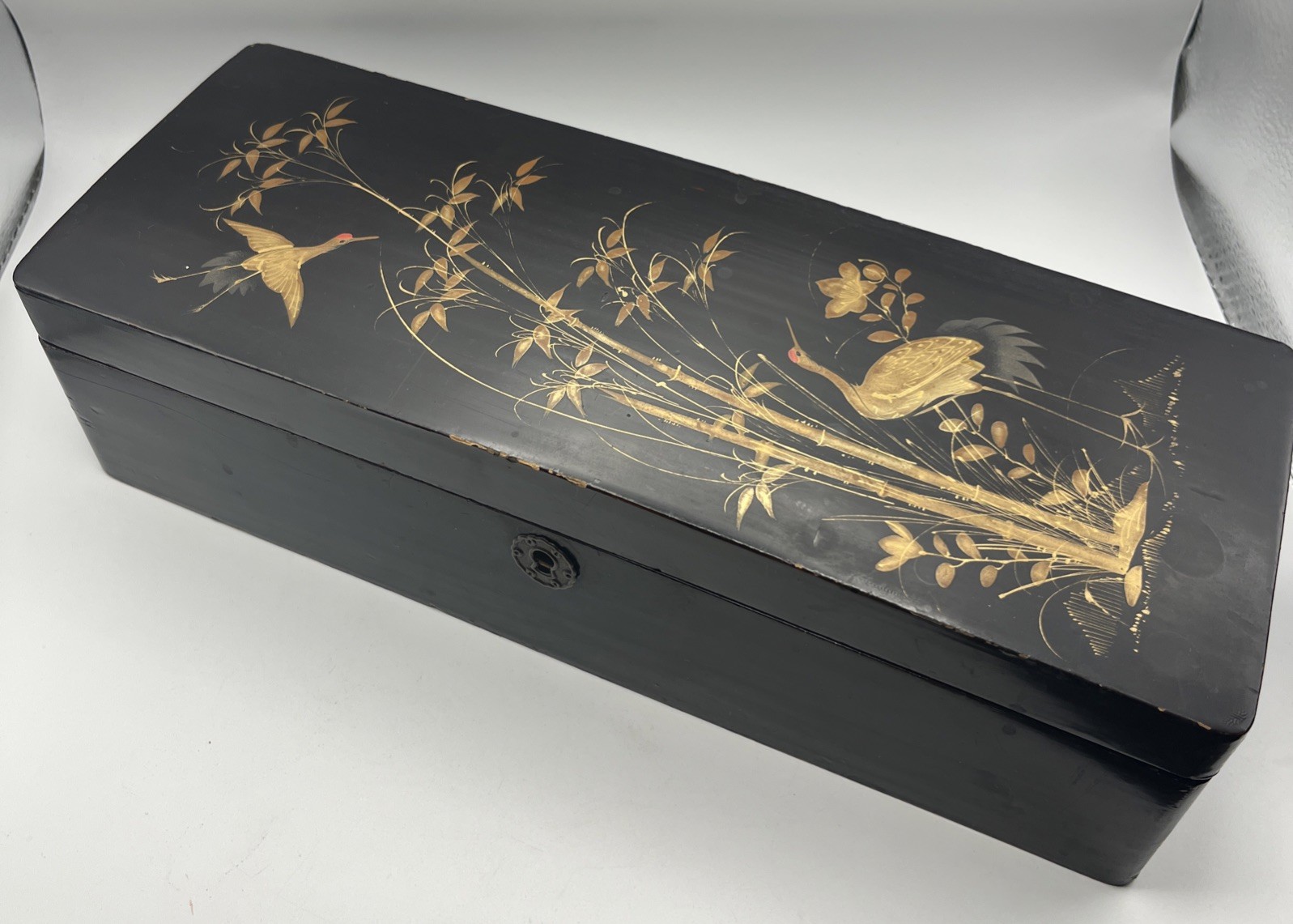 Vintage Japanese Black Lacquer Box 12\