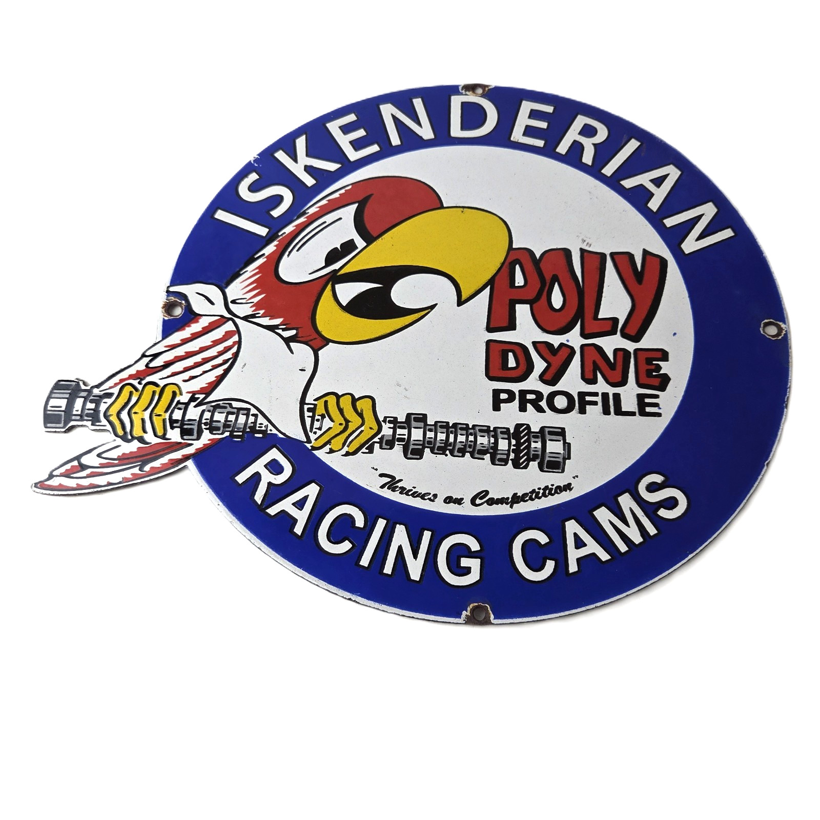 Vintage Iskenderian Racing Cams Porcelain Sign - Mod Rod Auto Gas Pump Shop Sign Vintage Iskenderian Racing Cams Porcelain Sign - Mod Rod Auto Gas Pump Shop Sign