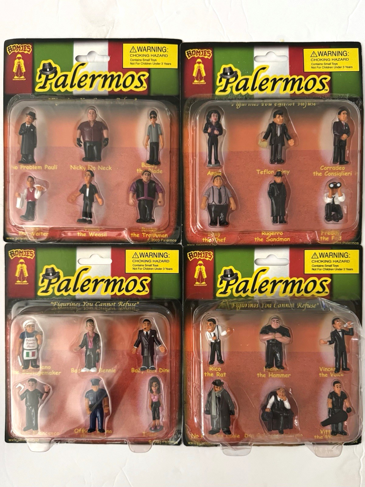 Rare Set of 4 Homies Palermos The Palermo Family Sealed Action Figures 2003 Rare Set of 4 Homies Palermos The Palermo Family Sealed Action Figures 2003