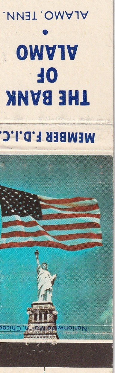 The Bank Of Alamo, Alamo, Tenn., Vintage Matchbook Cover The Bank Of Alamo, Alamo, Tenn., Vintage Matchbook Cover