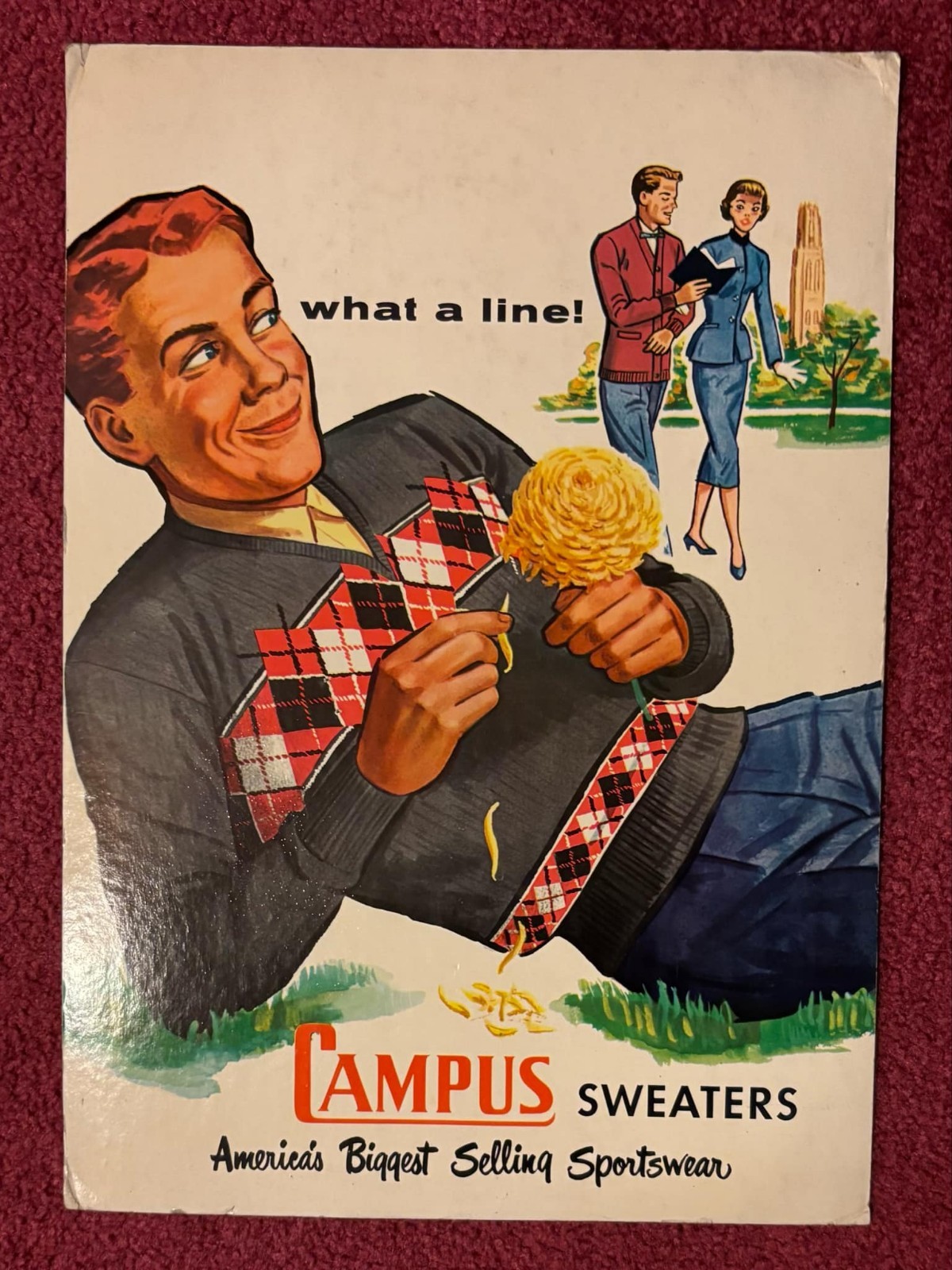 Vintage 1950s Campus Sweaters Retail Store Display Standee 12\