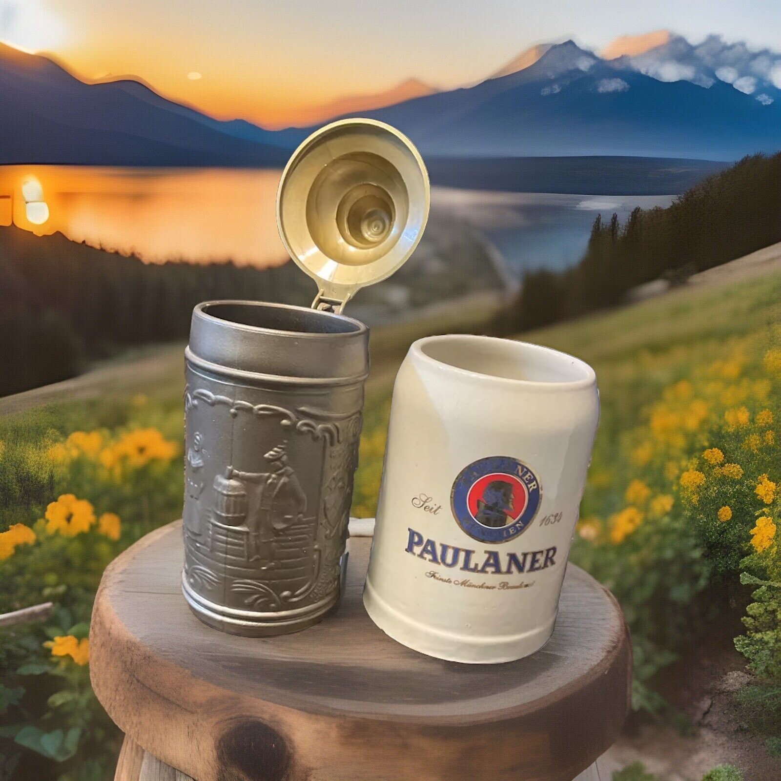 Paulaner Munchen Mug Vintage Beer Stein Hvy Stoneware .5L E. Herb W/ Stein Prop Paulaner Munchen Mug Vintage Beer Stein Hvy Stoneware .5L E. Herb W/ Stein Prop