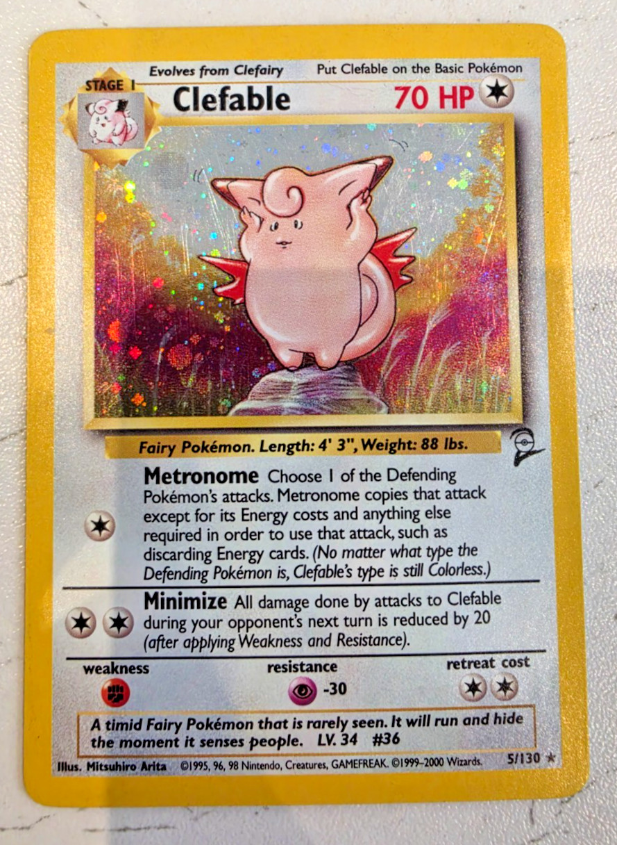 Pokémon TCG - Clefable Holo - Rare Card - Base Set 2 - 5/130 Pokémon TCG - Clefable Holo - Rare Card - Base Set 2 - 5/130