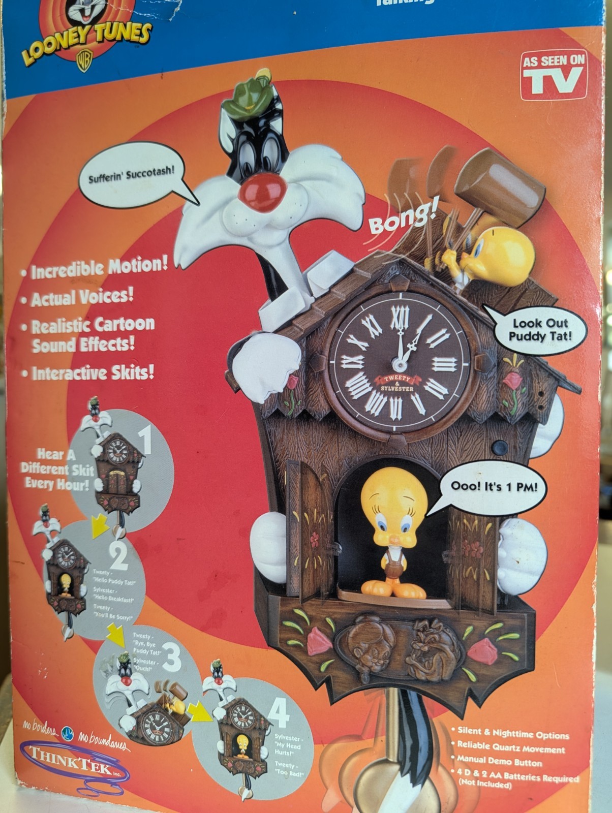 VTG Tweety & Sylvester Talking Animated Clock from Looney Tunes BRAND NEW IN BOX VTG Tweety & Sylvester Talking Animated Clock from Looney Tunes BRAND NEW IN BOX