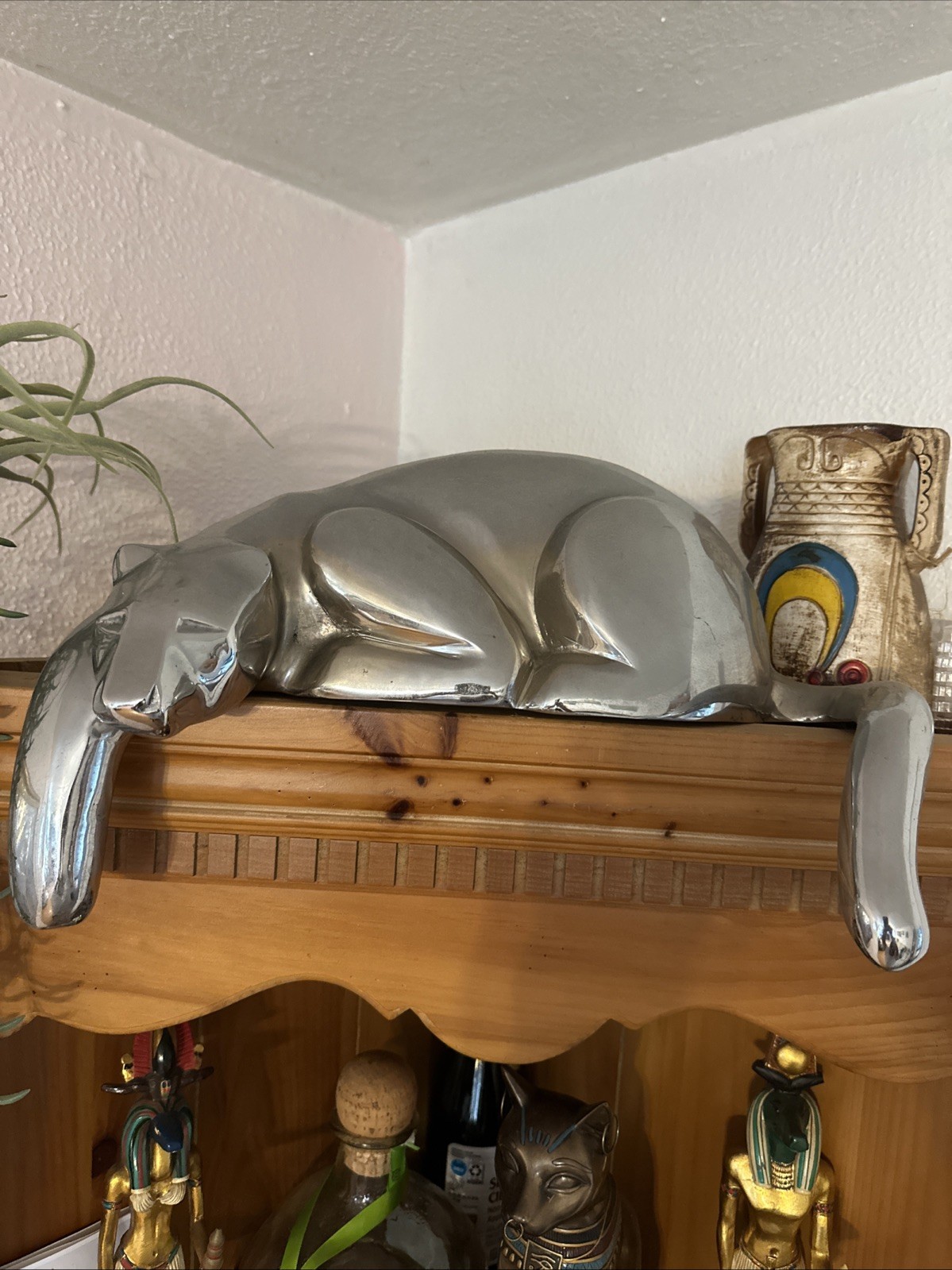 Vintage Dolbi Cashier 1985 Large Polished Chrome Resting Panther Made In Korea Vintage Dolbi Cashier 1985 Large Polished Chrome Resting Panther Made In Korea