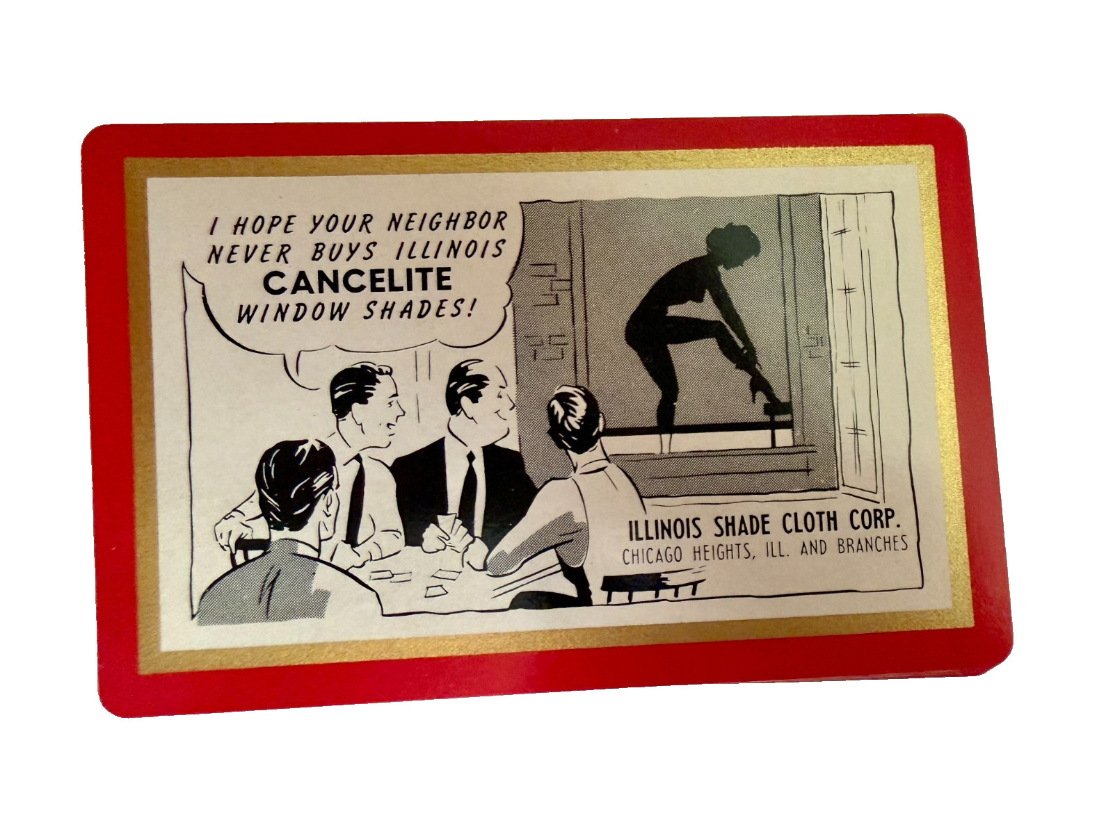 Vintage 1950s Brown & Bigelow Playing Cards Illinois Shade Cloth Advertisement C Vintage 1950s Brown & Bigelow Playing Cards Illinois Shade Cloth Advertisement C