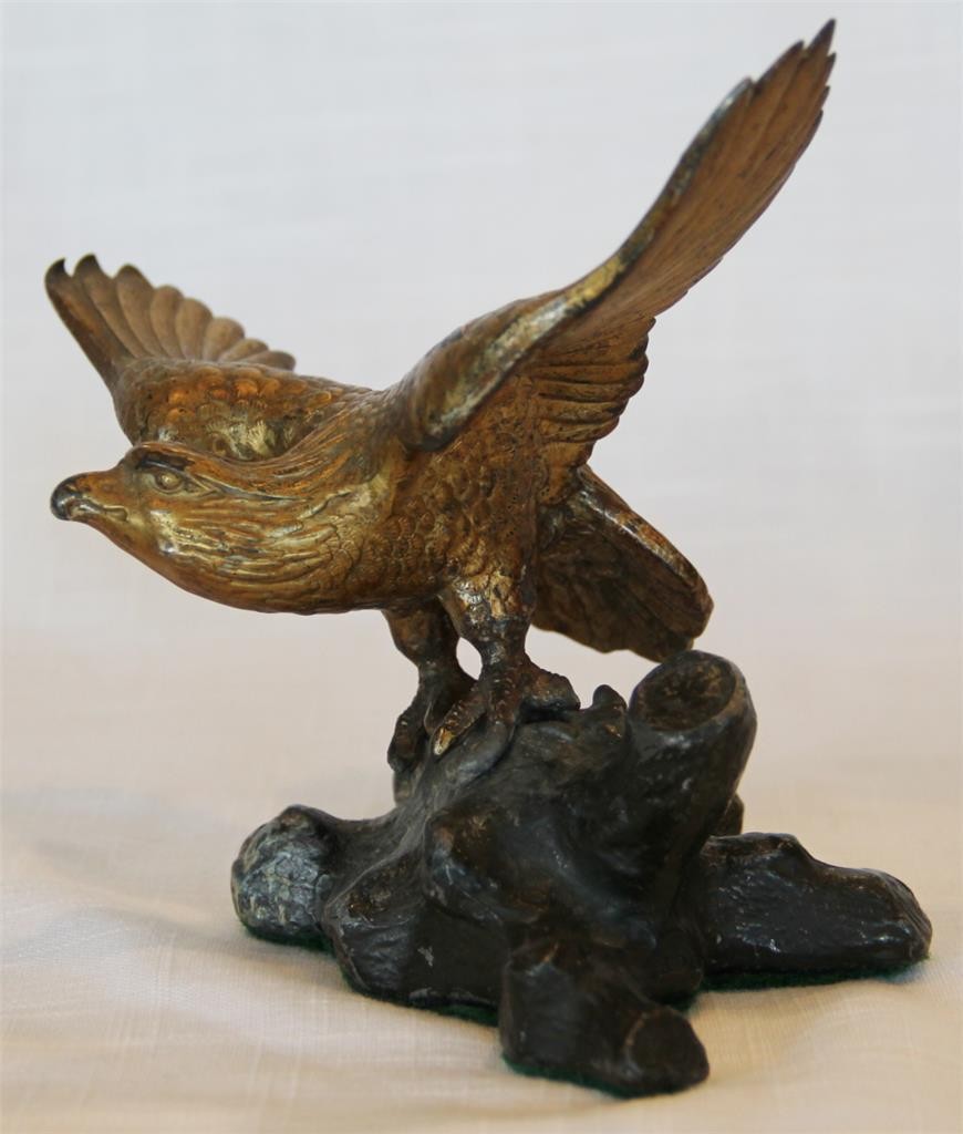 Vintage Brass or Bronze American Eagle Cold Painted Wings Outspread Smaller Size