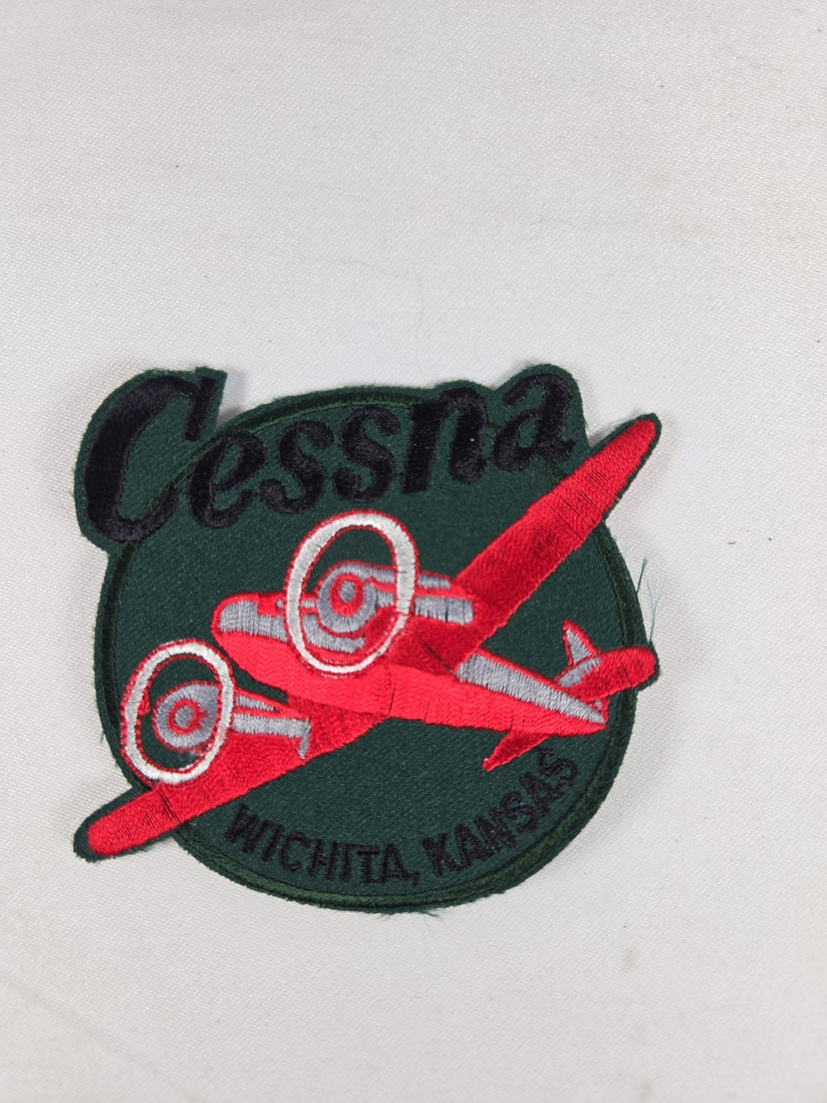 Vintage Cessna Aircraft Embroidered Patch - Wichita Kansas Twin Engine Red Green Vintage Cessna Aircraft Embroidered Patch - Wichita Kansas Twin Engine Red Green