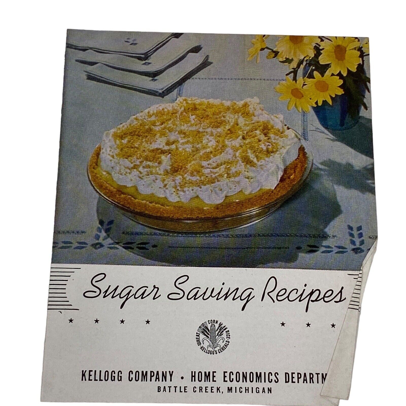 KELLOGG\'S WWII Vintage Sugar Saving Recipes Foldout k Booklet 1940\'s Rationing