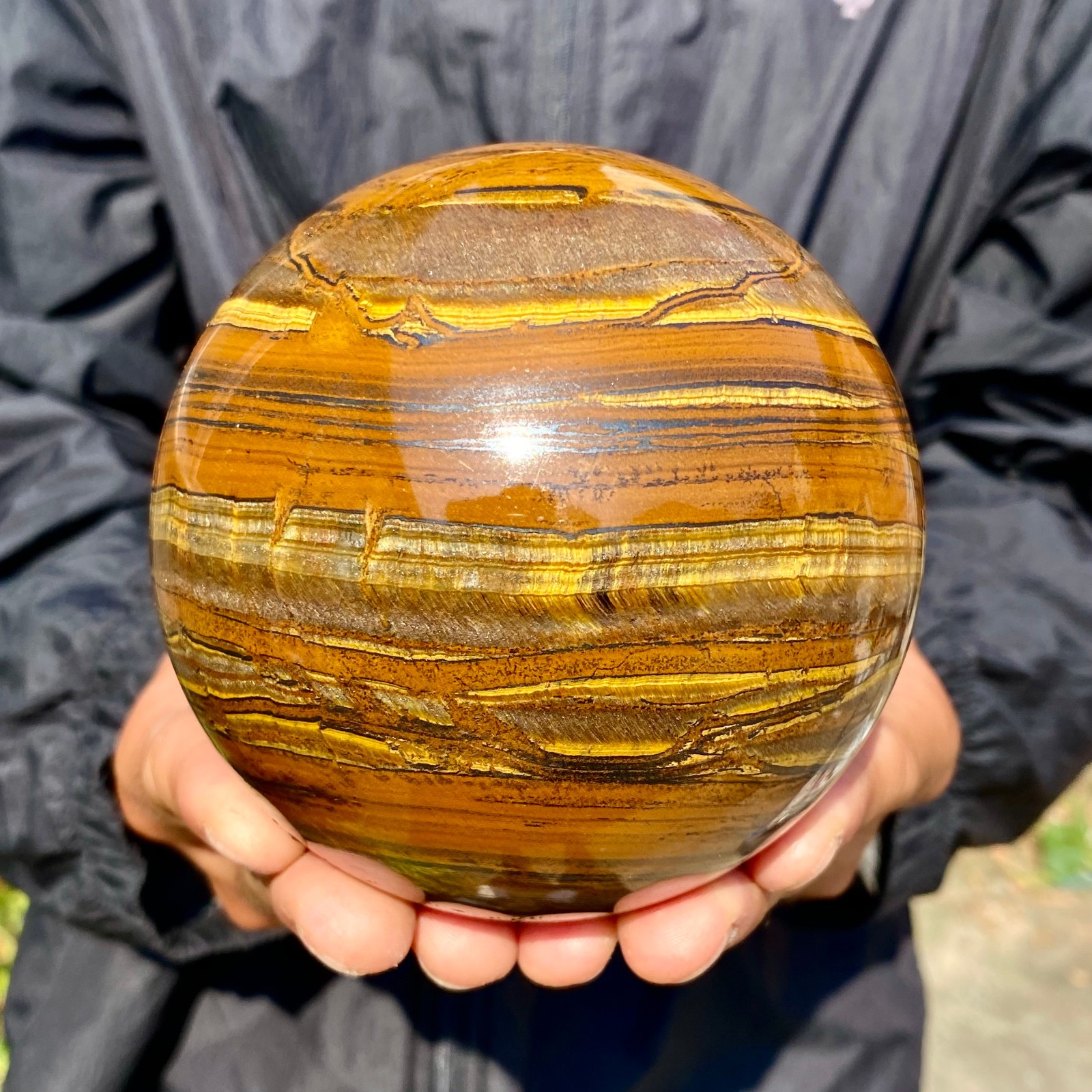3.52LB Natural Tiger's eye stone quartz Sphere crystal ball rock Healing