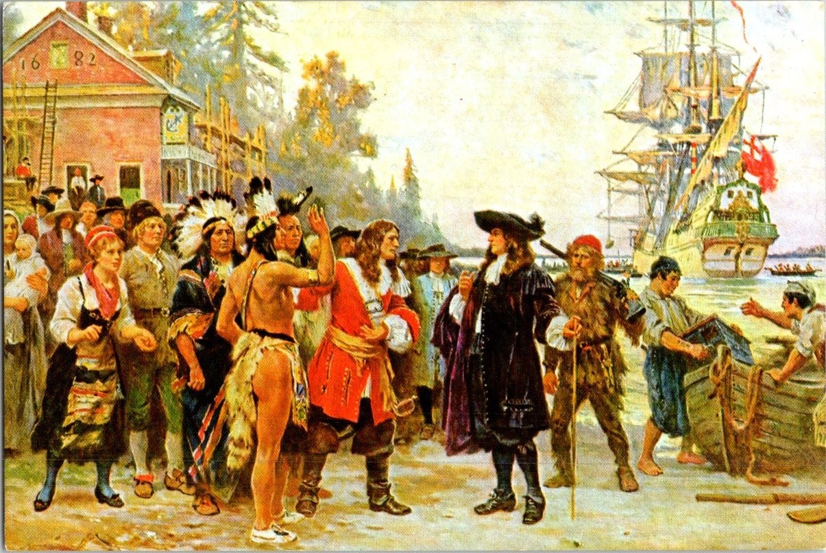 The Landing of William Penn 1682 Historic Early America Postcard