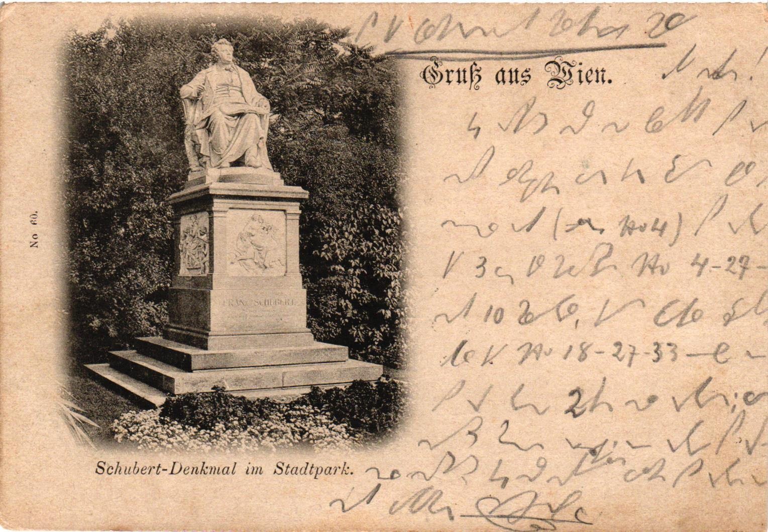 Schubert Monument Vienna Stadtpark Postcard 1908 Austria Undivided Back Schubert Monument Vienna Stadtpark Postcard 1908 Austria Undivided Back