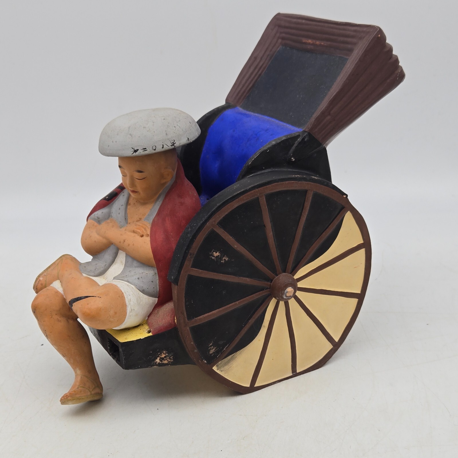 Vtg Japanese Hakata Urasaki Doll Figure Statue Rickshaw Sleeping Man